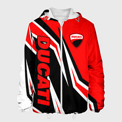 Куртка с капюшоном мужская Ducati- red stripes, цвет: 3D-белый