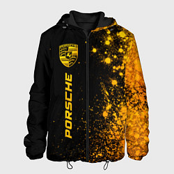 Куртка с капюшоном мужская Porsche - gold gradient: по-вертикали, цвет: 3D-черный