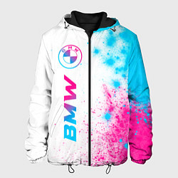 Куртка с капюшоном мужская BMW neon gradient style: по-вертикали, цвет: 3D-черный