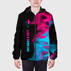 Куртка с капюшоном мужская No Mans Sky - neon gradient: по-вертикали, цвет: 3D-черный — фото 2