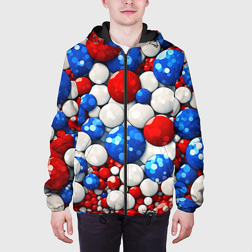 Мужская куртка Шарики в цветах флага РФ / 3D-Черный – фото 3