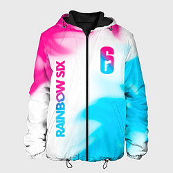 Куртка с капюшоном мужская Rainbow Six neon gradient style: надпись, символ, цвет: 3D-черный