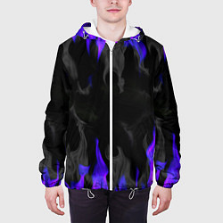 Куртка с капюшоном мужская Неоновый огонь и дым, цвет: 3D-белый — фото 2