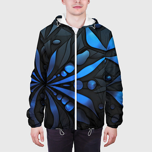 Мужская куртка Black blue elements / 3D-Белый – фото 3