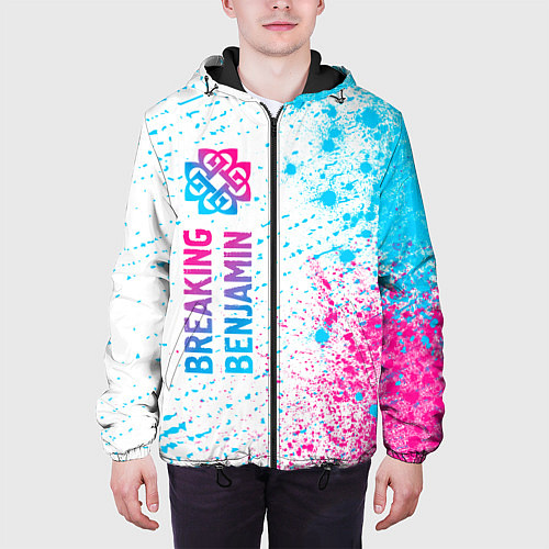 Мужская куртка Breaking Benjamin neon gradient style: по-вертикал / 3D-Черный – фото 3