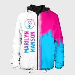 Куртка с капюшоном мужская Marilyn Manson neon gradient style: по-вертикали, цвет: 3D-черный