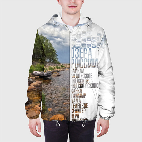 Мужская куртка Название озер России / 3D-Белый – фото 3