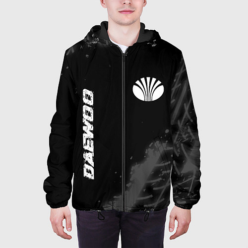 Мужская куртка Daewoo speed на темном фоне со следами шин: надпис / 3D-Черный – фото 3