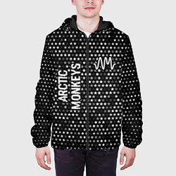 Куртка с капюшоном мужская Arctic Monkeys glitch на темном фоне: надпись, сим, цвет: 3D-черный — фото 2