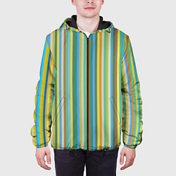 Куртка с капюшоном мужская Вертикальные разноцветные пполсы, цвет: 3D-черный — фото 2