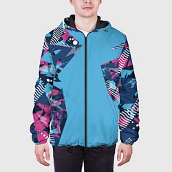 Куртка с капюшоном мужская Цифровая река спортивный паттерн, цвет: 3D-черный — фото 2