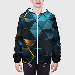Куртка с капюшоном мужская Объемные частицы с подсветкой, цвет: 3D-белый — фото 2