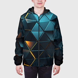 Куртка с капюшоном мужская Объемные частицы с подсветкой, цвет: 3D-черный — фото 2