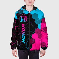 Куртка с капюшоном мужская Honda - neon gradient: по-вертикали, цвет: 3D-черный — фото 2