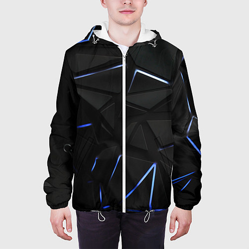 Мужская куртка Black texture neon line / 3D-Белый – фото 3