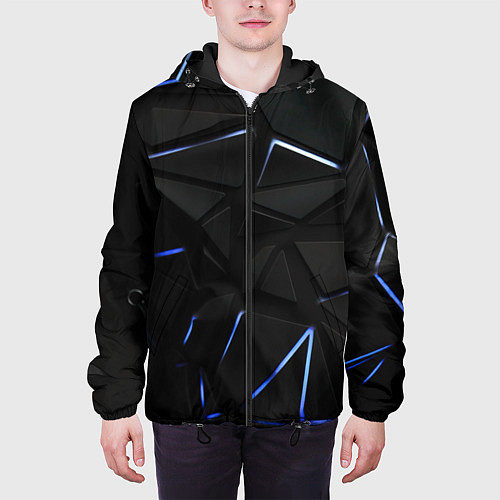 Мужская куртка Black texture neon line / 3D-Черный – фото 3