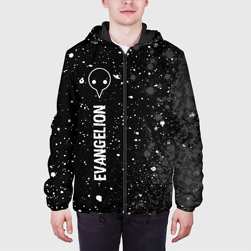 Мужская куртка Evangelion glitch на темном фоне: по-вертикали / 3D-Черный – фото 3