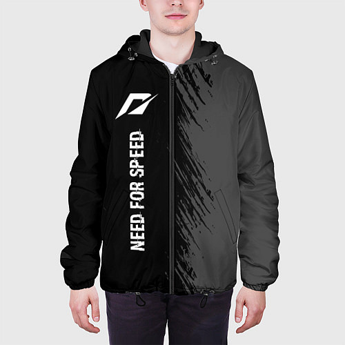 Мужская куртка Need for Speed glitch на темном фоне: по-вертикали / 3D-Черный – фото 3
