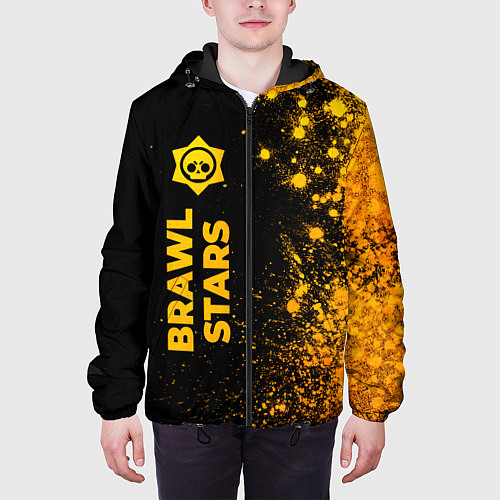 Мужская куртка Brawl Stars - gold gradient: по-вертикали / 3D-Черный – фото 3