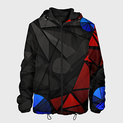 Куртка с капюшоном мужская Black blue red elements, цвет: 3D-черный