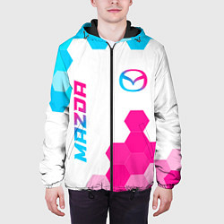 Куртка с капюшоном мужская Mazda neon gradient style: надпись, символ, цвет: 3D-черный — фото 2