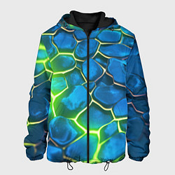 Куртка с капюшоном мужская Green blue neon, цвет: 3D-черный