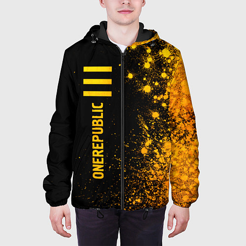Мужская куртка OneRepublic - gold gradient: по-вертикали / 3D-Черный – фото 3