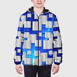 Куртка с капюшоном мужская Стальные квадраты, цвет: 3D-черный — фото 2