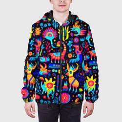 Куртка с капюшоном мужская Космические веселые монстрики, цвет: 3D-черный — фото 2