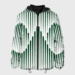 Куртка с капюшоном мужская Зеленый геометрический круглый узор, цвет: 3D-черный