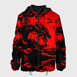 Мужская куртка Черный дракон на красном небе
