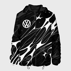Куртка с капюшоном мужская Volkswagen - острые линии, цвет: 3D-черный