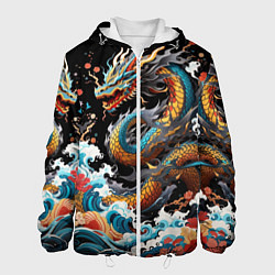 Мужская куртка Дракон на волнах в японском стиле арт