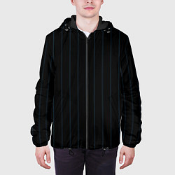 Куртка с капюшоном мужская Чёрно-синий полосатый, цвет: 3D-черный — фото 2