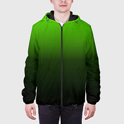 Куртка с капюшоном мужская Градиент ядовитый зеленый - черный, цвет: 3D-черный — фото 2