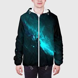 Куртка с капюшоном мужская Голубое свечение в космосе, цвет: 3D-белый — фото 2