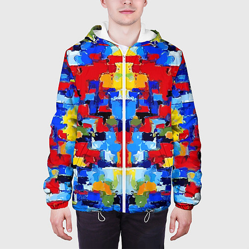 Мужская куртка Colorful abstraction - vogue - paint / 3D-Белый – фото 3