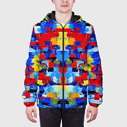 Куртка с капюшоном мужская Colorful abstraction - vogue - paint, цвет: 3D-черный — фото 2