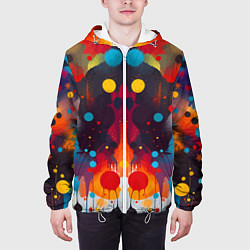 Куртка с капюшоном мужская Mirrow colorful blots - abstraction - vogue, цвет: 3D-белый — фото 2