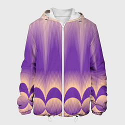 Куртка с капюшоном мужская Фиолетовый градиент в полоску, цвет: 3D-белый
