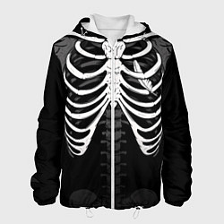 Куртка с капюшоном мужская Скелет: ребра с пером, цвет: 3D-белый
