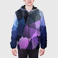 Куртка с капюшоном мужская Сине розовый мозаичный узор, цвет: 3D-черный — фото 2