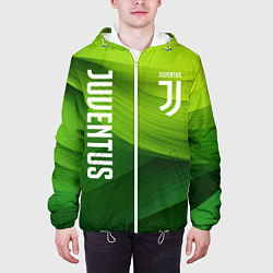 Куртка с капюшоном мужская Ювентус лого на зеленом фоне, цвет: 3D-белый — фото 2