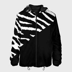 Куртка с капюшоном мужская Полосы зебры с черным, цвет: 3D-черный