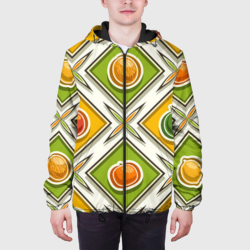 Мужская куртка Fruits and berries pattern / 3D-Черный – фото 3