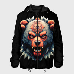 Куртка с капюшоном мужская С разъяренным медведем, цвет: 3D-черный