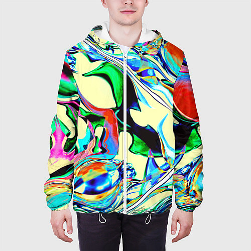 Мужская куртка Яркие абстрактные разводы / 3D-Белый – фото 3