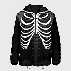 Куртка с капюшоном мужская Скелет: ребра с пауком и паутиной, цвет: 3D-черный