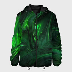 Куртка с капюшоном мужская Зеленые разводы, цвет: 3D-черный