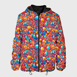 Куртка с капюшоном мужская Разноцветные пузырики узор, цвет: 3D-черный